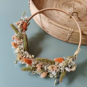 Couronne de fleurs séchées modèle Corail